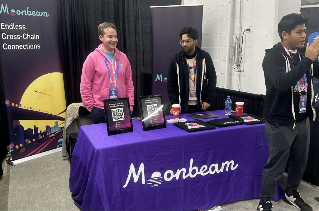 Moonbeam team at the ETH Denver event booth